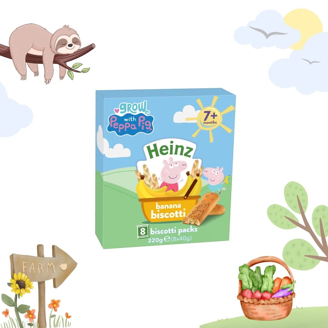 Heinz Peppa Pig Banana Biscotti Baby Food Snacks 7+ Months Multipack 8 x 40g