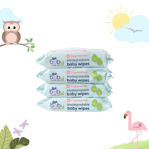 Boots Baby Biodegradable Fragrance Free Wipes 1 Pack (64 Wipes)