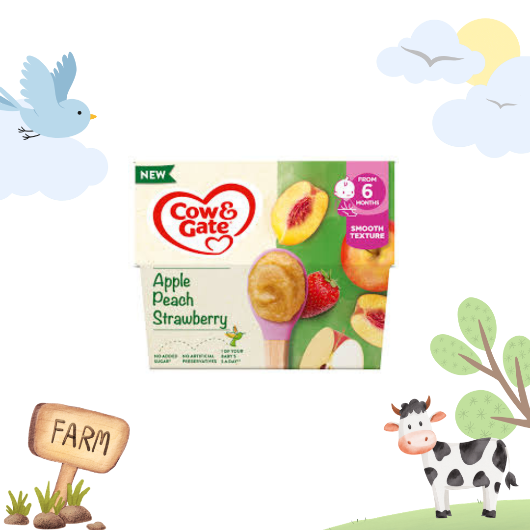 Cow & Gate Apple, Peach and Strawberry baby food cup 4x100g