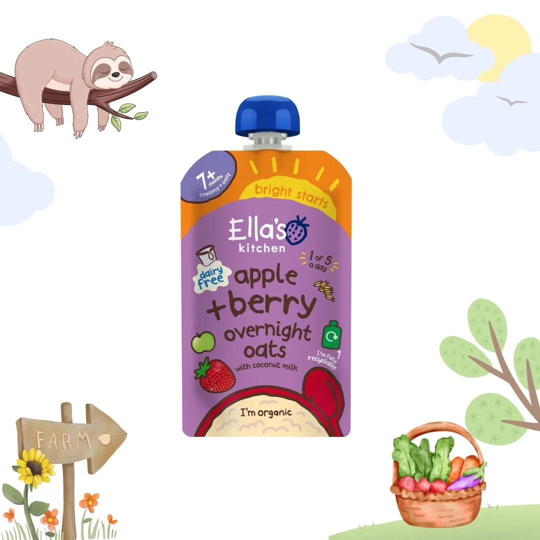 Ella's Kitchen Organic Apple + Berry Overnight Oats with Coconut Milk | 7+ months | 100g