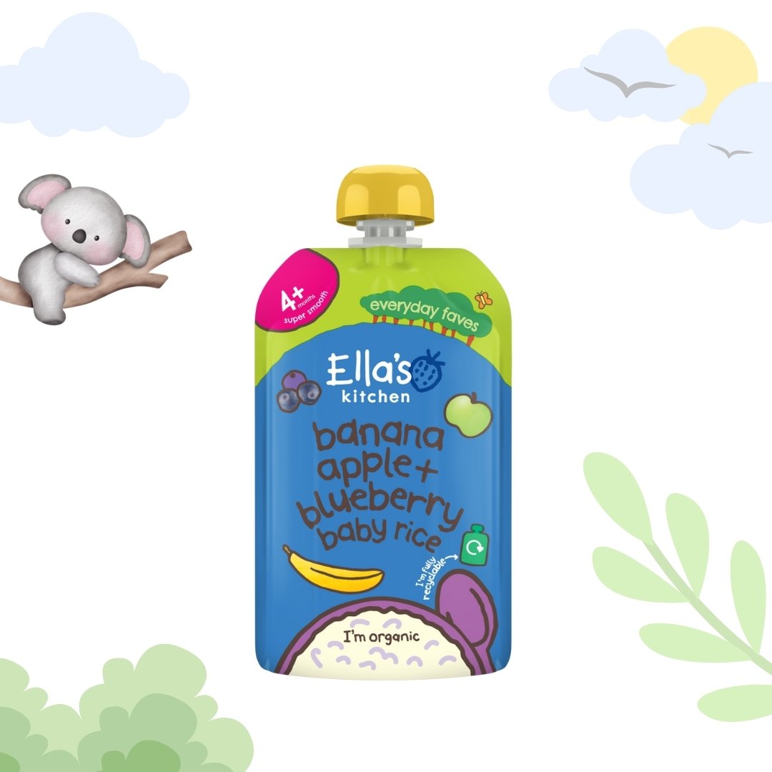 Ella's Kitchen Banana, Apple and Blueberry Baby Rice | 4+ Months | 120 gms
