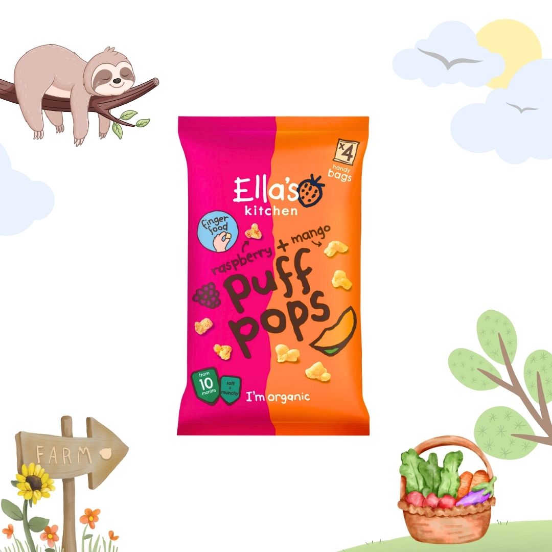 Ella's Kitchen Organic Raspberry and Mango Puff Pops Multipack Baby Snack 10+ Months 4x9g