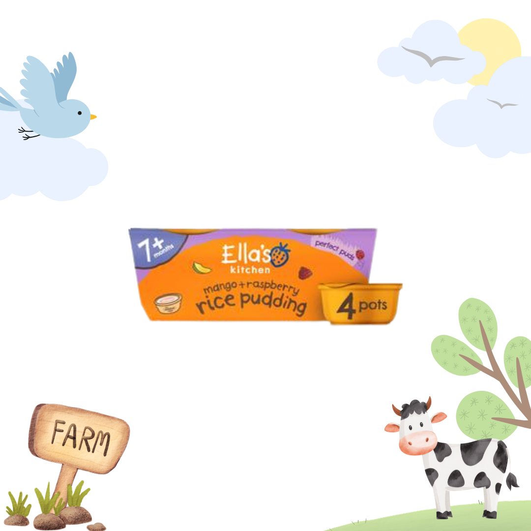 Ella's Kitchen Mango + Raspberry Rice Pudding 7 Months+ 4x80g