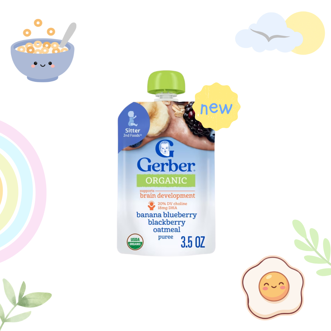 Gerber Organic Banana Blueberry Blackberry Oatmeal 3.5oz Pouche