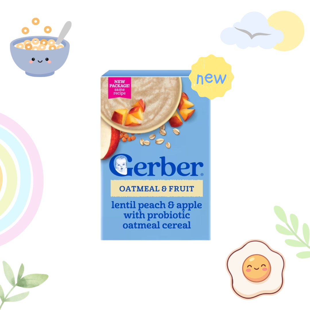 Gerber Probiotic Oatmeal Cereal, Lentil Peach & Apple - 227gm