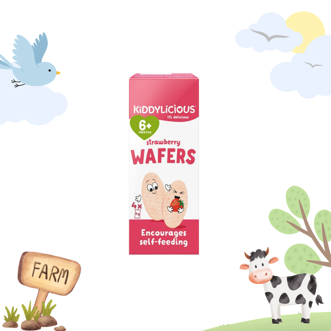 Kiddylicious Strawberry Mini Wafers Baby Snacks 4x4g