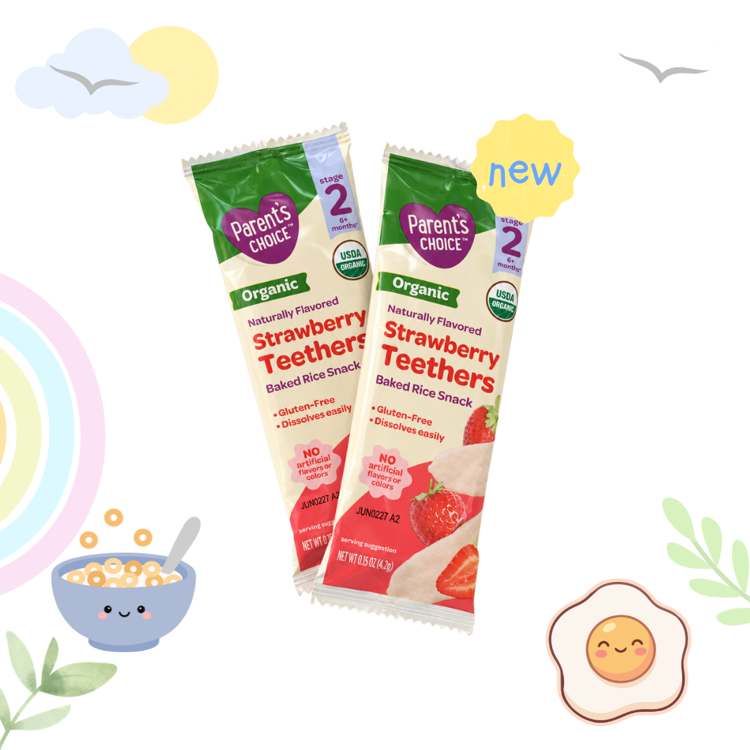 Parent's Choice Organic Strawberry Rice Rusks Teethers, 2 Pack