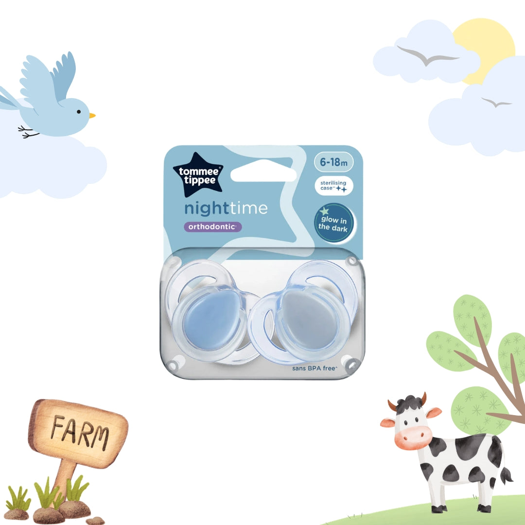 Tommee Tippee Night Time, Glow in the Dark Orthodontic Soothers - 6-18 M