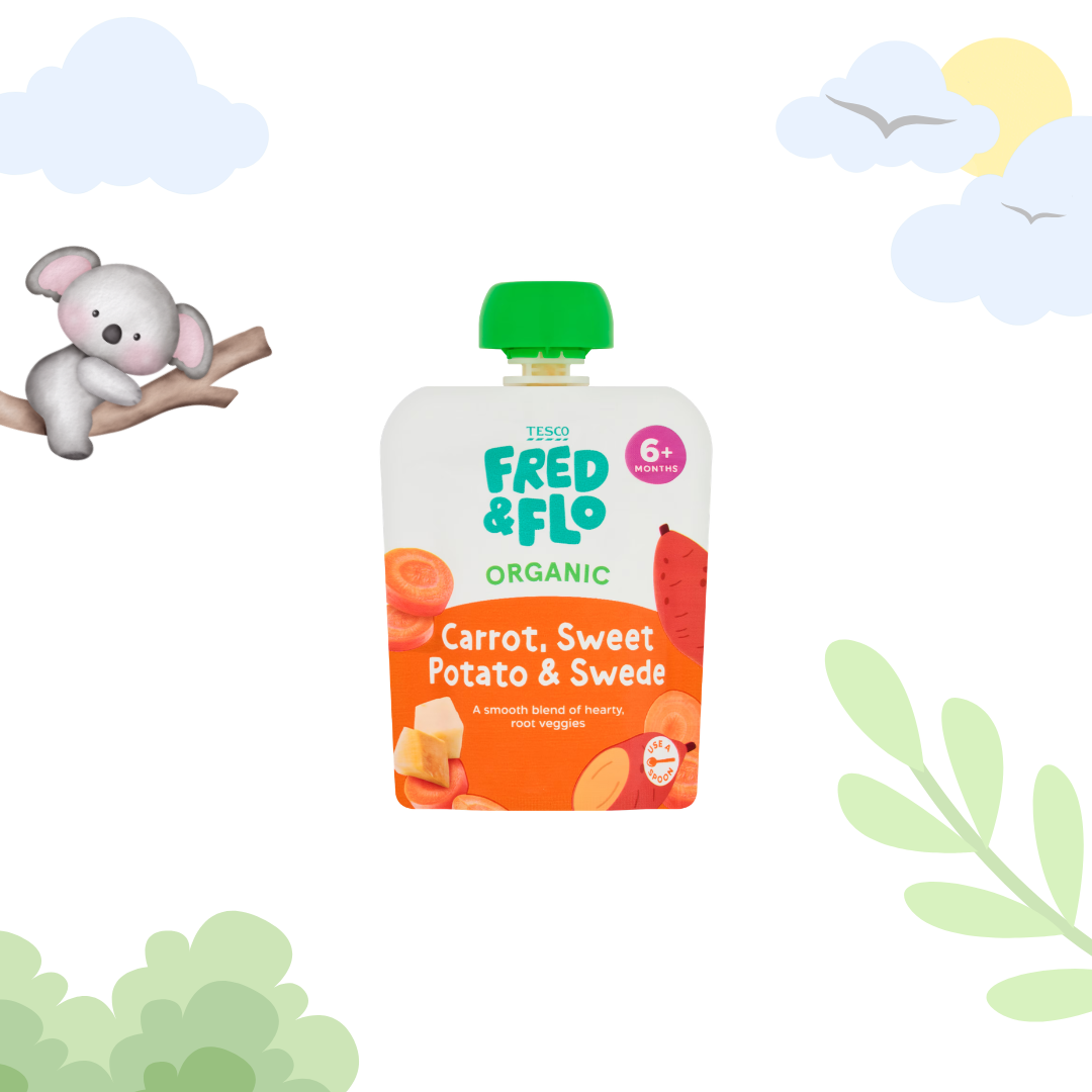TESCO FRED & FLO Organic Carrot Sweet Potato & Swede 70g