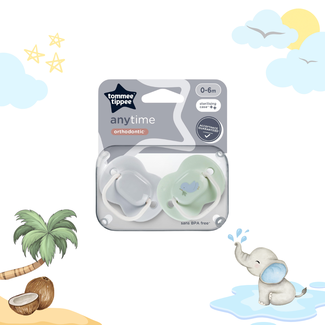 Tommee Tippee Anytime Soothers, BPA-Free Silicone Baglet, Inc Steriliser Box - 0-6m